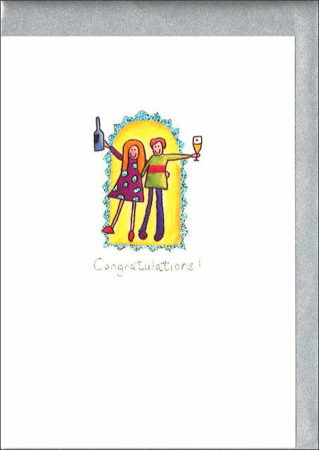 グリーティングカード 多目的「Congratulations!」 封筒115×161mm シルバー メッセージカード ラメ入り 定型サイズ 輸入雑貨(HSC21...