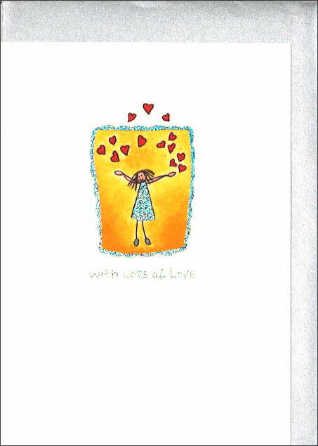 グリーティングカード 多目的「With Lots of Love」 封筒115×161mm シルバー メッセージカード ラメ入り 定型サイズ 輸入雑貨(HSC2...