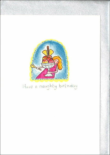 グリーティングカード 誕生日 バースデー「Have a naughty birthday」 封筒115×161mm シルバー メッセージカード ラメ入り 定型サ...