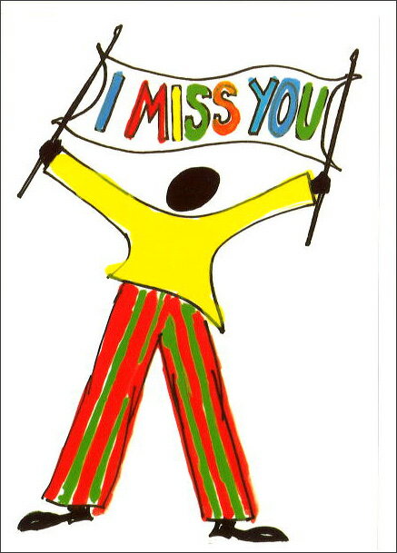 グリーティングカード 多目的 JIVE「I MISS YOU」 封筒110×152mm 人物 抽象画 メッセージカード 定形サイズ 輸入雑貨(JGC114)