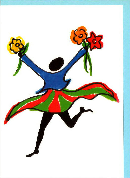 グリーティングカード 多目的 ジェスチャー4 水色 封筒185×135mm 抽象画 メッセージカード 輸入雑貨(JSM805)