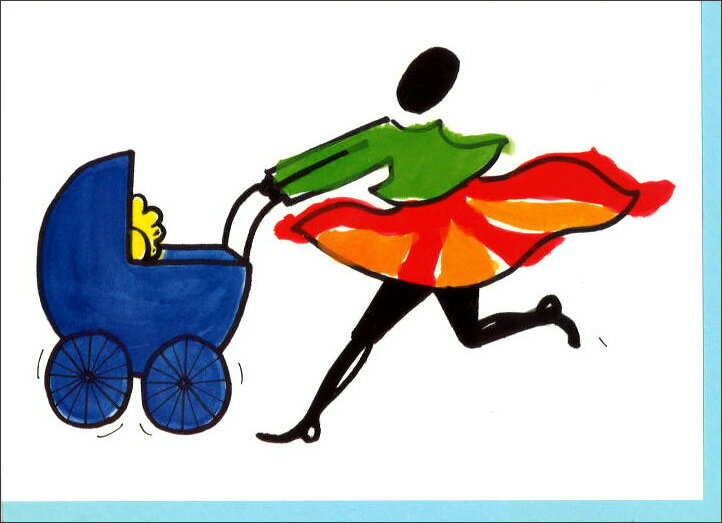 グリーティングカード 多目的 ジェスチャー11 水色 封筒185×135mm 抽象画 メッセージカード 輸入雑貨(JSM816)