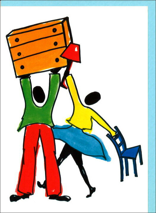 グリーティングカード 多目的 ジェスチャー12 水色 封筒185×135mm 抽象画 メッセージカード 輸入雑貨(JSM817)