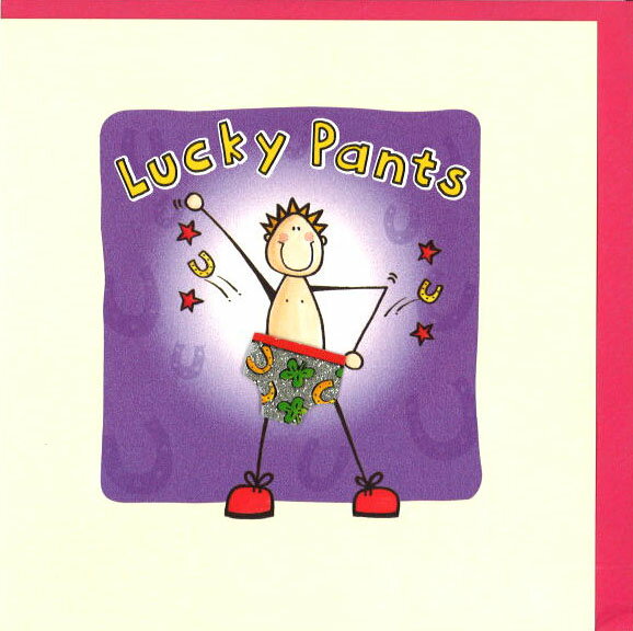 グリーティングカード 多目的 立体パンツ「Lucky Pants」 封筒150×150mm イラスト メッセージカード 輸入雑貨(MPF301)