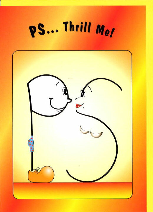 グリーティングカード 多目的 PS/追伸「スリリング!」封筒184×132mm キャラクター イラスト メッセージカード 輸入雑貨(PSDPS-003)