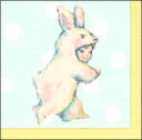 ミニグリーティングカード 多目的 trunk:chiyo「うさぎの着ぐるみの女の子」 封筒58×60mm メッセージカード かわいい(CMG01)