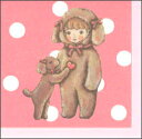 ミニグリーティングカード 多目的 trunk:chiyo「犬の着ぐるみの女の子」 封筒58×60mm メッセージカード かわいい((CMG06)