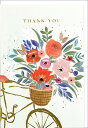 ミニグリーティングカード 多目的 ありがとう/サンキュー「花の自転車」 メッセージカード 封筒付き 母の日 バレンタイン