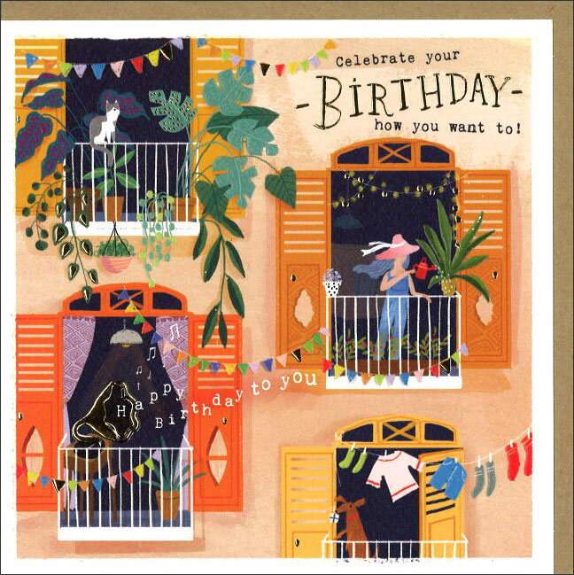 グリーティングカード 誕生日 バースデー「バースデーの窓辺」 封筒165×165mm メッセージカード おしゃれ ギフト(CISE1096)