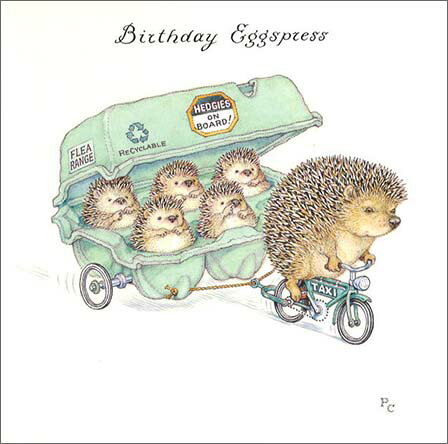 グリーティングカード 誕生日 バースデー ピーター・クロスシリーズ「ハリネズミタクシー」 封筒163×163mm カード 158×158mm(PCII0053)