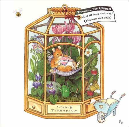 グリーティングカード 誕生日 バースデー ピーター・クロスシリーズ「植物の庭でくつろぐねずみ」 封筒163×163mm 動物 メッセージカード ギフト デボズ加...