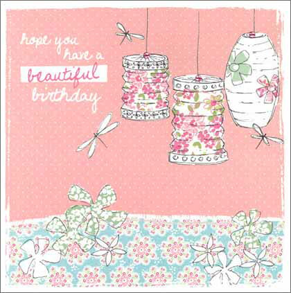 グリーティングカード【誕生日/バースデー】「トンボとランプ」【封筒/155×155mm】【カード/150×150mm..