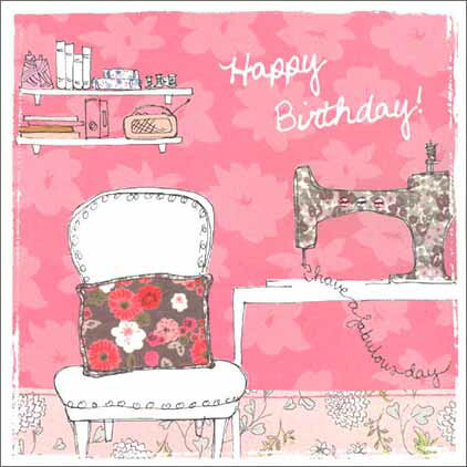 グリーティングカード【誕生日/バースデー】「ミシンとイス」【封筒/155×155mm】【カード/150×150mm】..