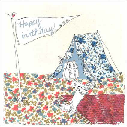 グリーティングカード【誕生日/バースデー】「テント」【封筒/155×155mm】【カード/150×150mm】【中面/..