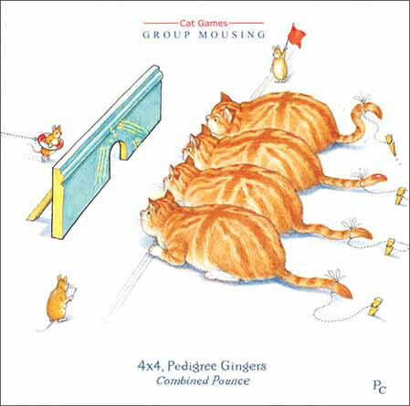 グリーティングカード 多目的 ピーター・クロスシリーズ「ねずみと急に飛びかからないようにされている猫」 封筒163×163mm 動物 メッセージカード ギフト ...