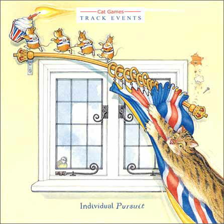 グリーティングカード 多目的 ピーター・クロスシリーズ「逃げるねずみと追いかける猫」封筒163×163mm 動物 メッセージカード ギフト デボズ加工 (PCI...