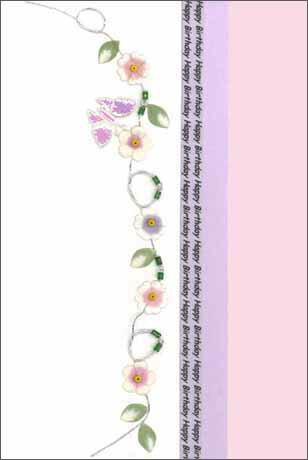 グリーティングカード【誕生日/バースデー】「蝶と花」【封筒/120×170mm】【封筒の色/白】【中面・裏面/無地（用紙1枚付き）】【ハンドメイド】