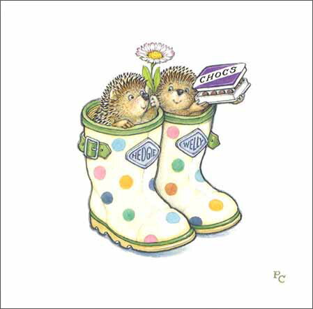 グリーティングカード 多目的 ピーター・クロスシリーズ「長靴に入ったハリネズミ」 封筒163×163mm 動物 メッセージカード ギフト デボズ加工 (PCII...