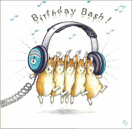 グリーティングカード 多目的 ピーター・クロスシリーズ「ヘッドホンとねずみたち」 封筒163×163mm 動物 メッセージカード ギフト デボズ加工 (PCII...