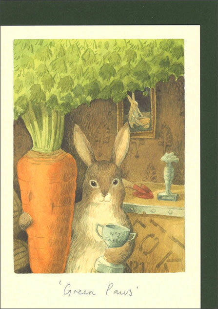 グリーティングカード 多目的「緑の指…ではなく前足」 封筒115×162mm 定形サイズ イラスト 絵本 動物 メッセージカード ギフト TWO BAD MIC...