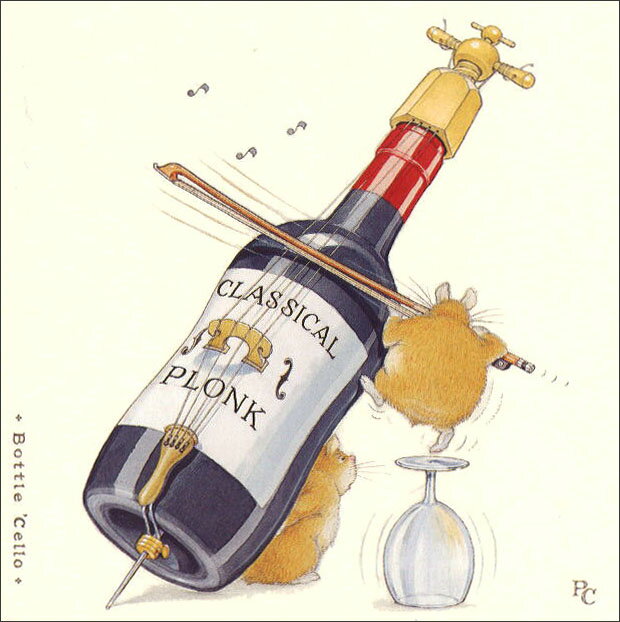 グリーティングカード 多目的 ピーター・クロスシリーズ「Bottle 'Cello」封筒163×163mm 動物 メッセージカード ギフト デボズ加工 ねずみ ...