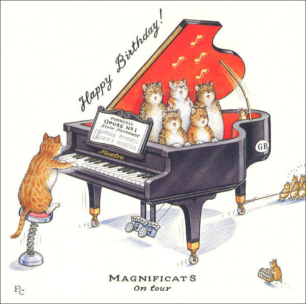 グリーティングカード 誕生日 バースデー ピーター・クロスシリーズ「合唱する猫たちとイタズラするねずみたち」封筒163×163mm 動物 メッセージカード ギフ...