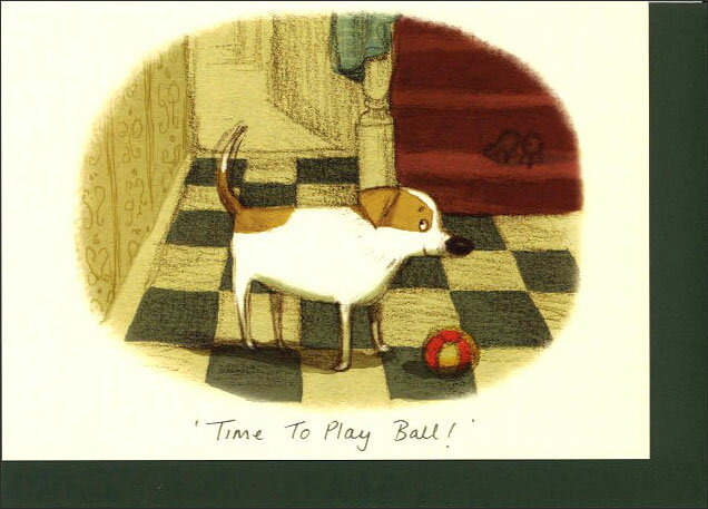 グリーティングカード 多目的「ボール遊びの時間!」 封筒115×162mm 定形サイズ 動物 メッセージカード ギフト 犬 動物 イラスト 絵本 TWO BAD...