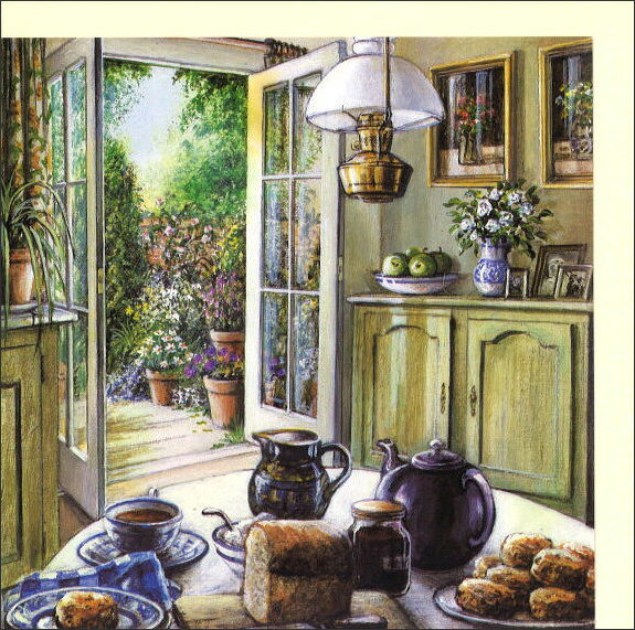 グリーティングカード 誕生日 バースデー アリソン・グリフィン「キッチンのスコーン」 封筒156×156mm メッセージカード アイボリー(JB-1G799)