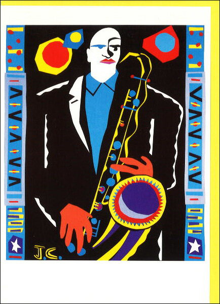 グリーティングカード 多目的「ジョン・コルトレーン」 封筒110×154mm 定形サイズ アート 音楽 メッセージカード(NCW106-B)