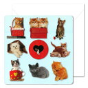 グリーティングカード 多目的 フォトマニースクエア「子猫」150×150mm 動物 ダイカット イラスト メッセージカード