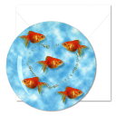 グリーティングカード 多目的 フォトマニーラウンド「金魚」150×150mm ダイカット イラスト メッセージカード