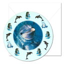 グリーティングカード 多目的 フォトマニーラウンド「イルカ」150×150mm 動物 ダイカット イラスト メッセージカード