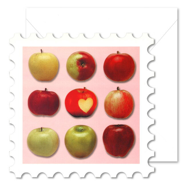 グリーティングカード 多目的 フォトマニースタンプ「リンゴ」150×150mm 果実 ダイカット イラスト メッセージカード