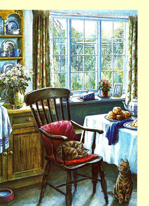 グリーティングカード 誕生日 バースデー アリソン・グリフィン「椅子を占拠する猫」 封筒130×180mm メッセージカード アイボリー(DB-1H324)