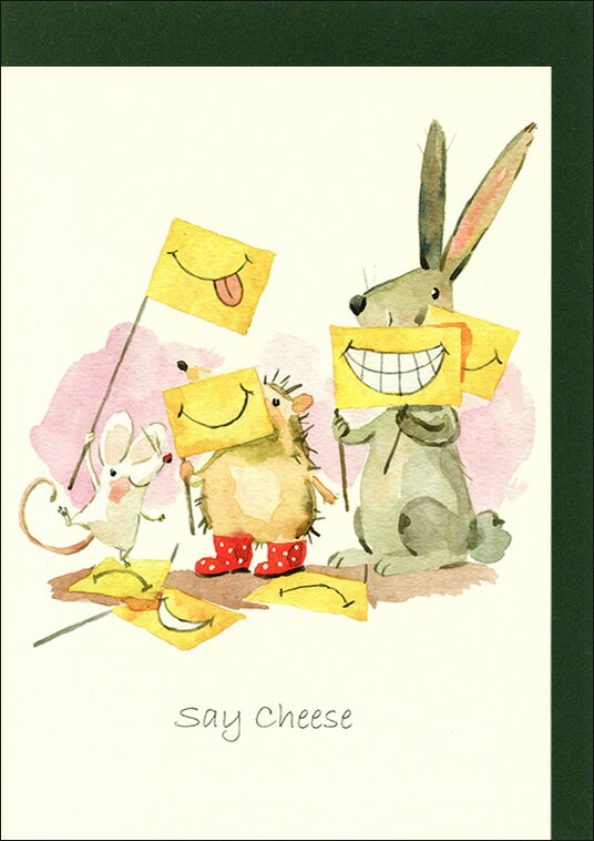 グリーティングカード 多目的「はい、チーズ!」 封筒115×162mm 定形サイズ ネズミ 動物 メッセージカード ギフト TWO BAD MICE(ID99)