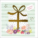 グリーティングカード 誕生日 バースデー「プレゼントと花」封筒163×163mm メッセージカード おしゃれ ギフト 輸入雑貨 箔押し加工(UBII0013)