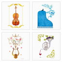 クリーニングクロス4枚セット 山田和明 150×150mm メガネ拭き レンズクリーナー 絵本作家 イラスト 楽器(KYG-SET3)