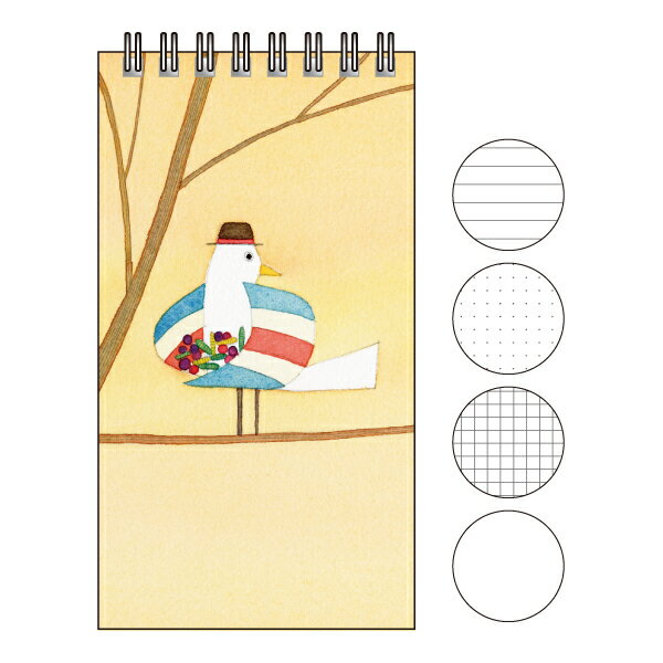 マルチノート 山田和明 モノポの巣「こんにちは(左)」 罫線/ドット/方眼/無地 イラスト 絵本作家 メモ帳 ステーショナリー 文房具(KYMN-001)