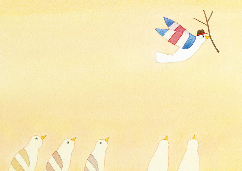 ポストカード イラスト 山田和明 モノポの巣「前衛派」105×150mm 絵本作家 水彩画 メッセージカード 郵便はがき(YKY-036)