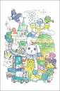 ポストカード イラスト かわいみな「おもちゃパーク」100×150mm 郵便はがき メッセージカード イラストレーター かわいい(MK-016)