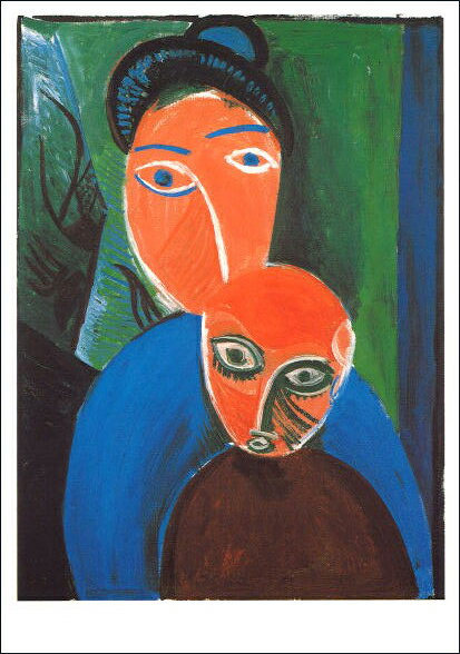ポストカード アート ピカソ「母と子」105×150mm 名画 メッセージカード 郵便はがき コレクション(HZN3147)