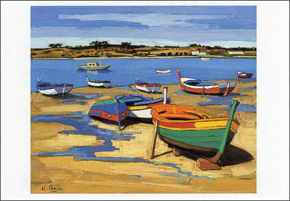 ポストカード アート キリチ「緑のボート」105×150mm 名画 メッセージカード 郵便はがき コレクション(HZN2847)