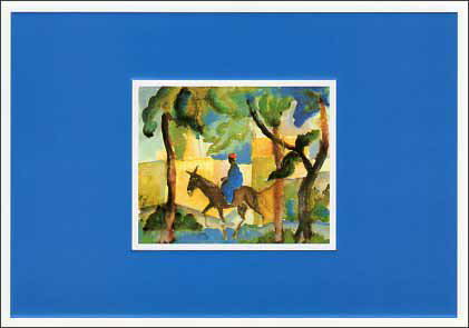 ポストカード アート マッケ「ロバに乗る男」105×150mm 名画 メッセージカード 郵便はがき コレクショ..