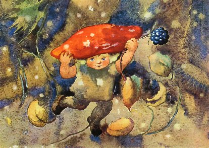 ポストカード アート ウェーバー「愉快なきのこ」105×148mm 名画 メッセージカード 郵便はがき コレクション(VD475)