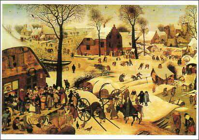 ポストカード アート ブリューゲル「ベツヘルムの人口調査」105×148mm 名画 メッセージカード 郵便はがき コレクション(VD3683)