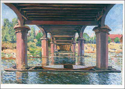 ポストカード アート シスレー「ハンプトンコートの橋の下」105×148mm 名画 メッセージカード 郵便はがき コレクション(VD5867)