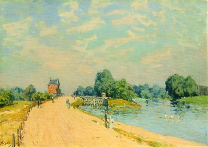 ポストカード アート シスレー「ハンプトンコートへの道」105×148mm 名画 メッセージカード 郵便はがき コレクション(VD6378)