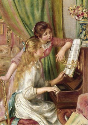 ポストカード アート ルノワール「ピアノを弾く少女たち」105×148mm 名画 メッセージカード 郵便はがき コレクション(VD8310)