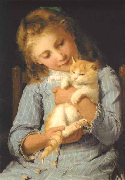 ポストカード アート アンカー「少女と猫」105×148mm 名画 動物 メッセージカード 郵便はがき コレクシ..