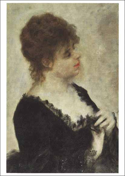 ポストカード アート ルノワール「若い女性の肖像」105×148mm 名画 メッセージカード 郵便はがき コレクション(VD6086)
